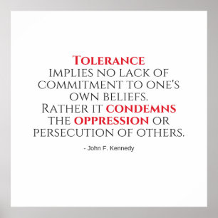 Póster JFK Tolerance Quote Typography