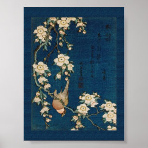 Póster Jilguero y árbol de cerezo de Katsushika Hokusai 葛