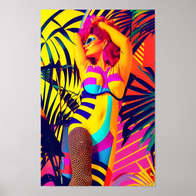 Póster Jill de la sala de la jungla Retrowave (Frente)