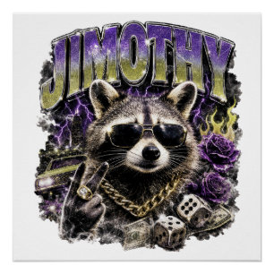 Póster Jimothy Cool Raccoon Ropa Urbana
