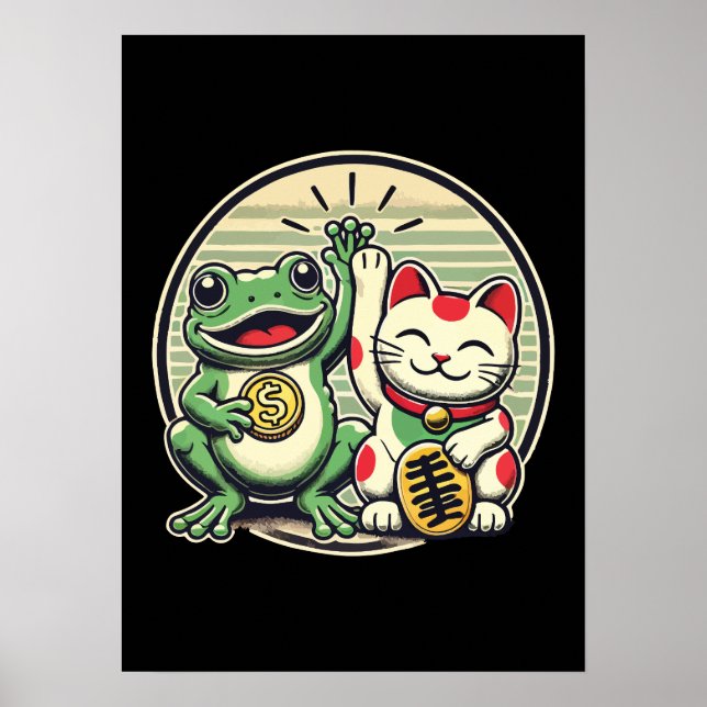 Póster Jin Chan y Maneki Neko - Suerte y prosperidad (Frente)
