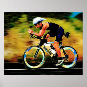 Póster Jinete colorido de la bicicleta con su nombre