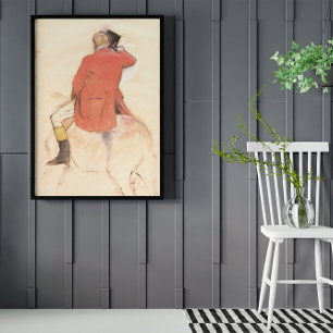 Póster Jinete con abrigo rojo por Edgar Degas