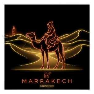 Póster Jinete de camello de Marrakech - Sahara - Marrueco