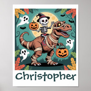Póster Jinete de Dino Espeluznante – Esqueleto en T-Rex M
