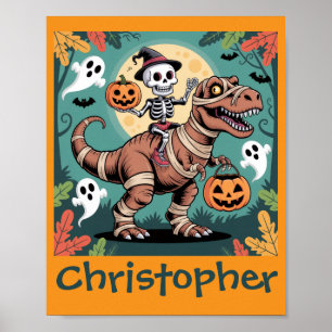Póster Jinete de Dino Espeluznante – Esqueleto en T-Rex M