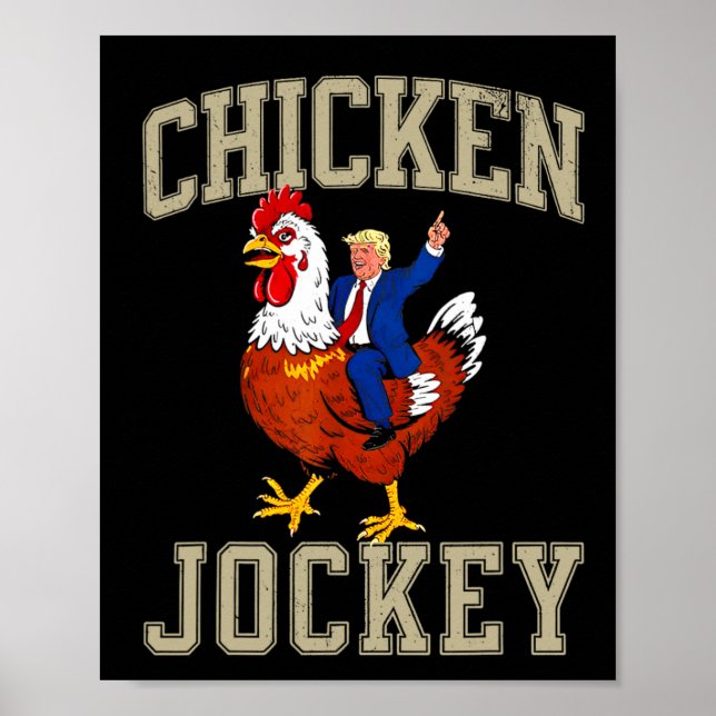 Póster Jinete de Pollo Divertido Trump (Frente)