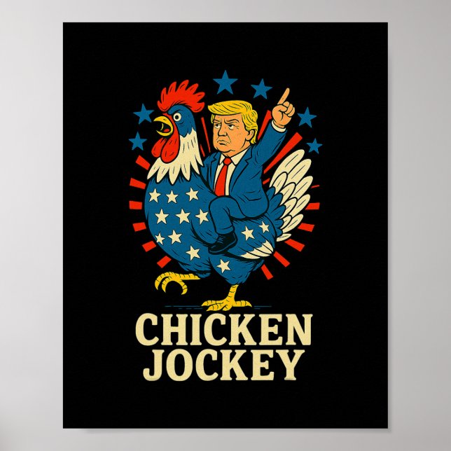 Póster Jinete de Pollo Trump Meme Divertido  (Frente)