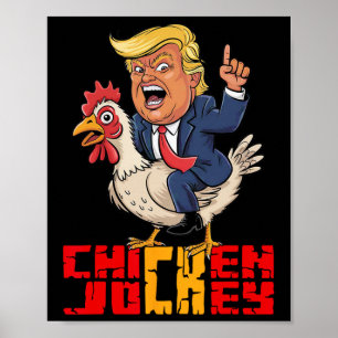 Póster Jinete de Pollo Trump Meme Político Divertido