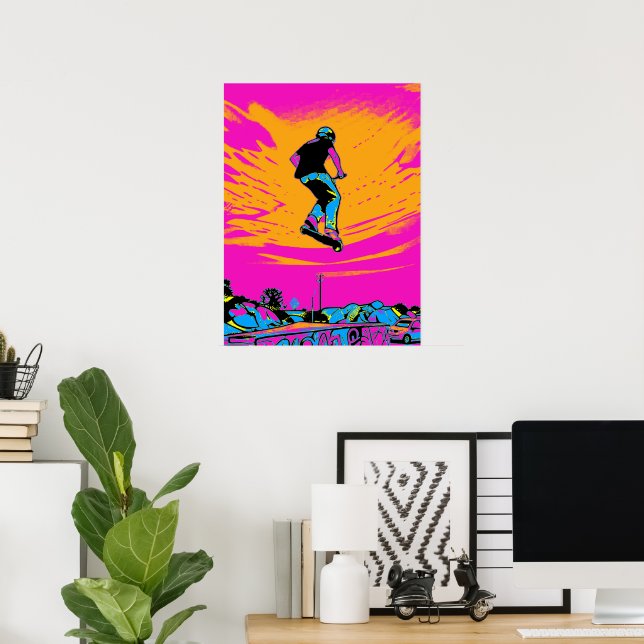 Póster Jinete de Scooter de Alta Gama - Scooter de Acroba (Oficina en casa)