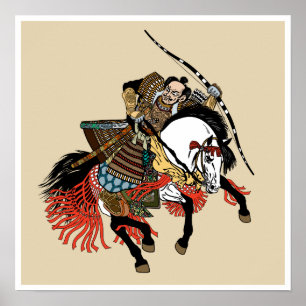 Póster Jinete samurai japonés