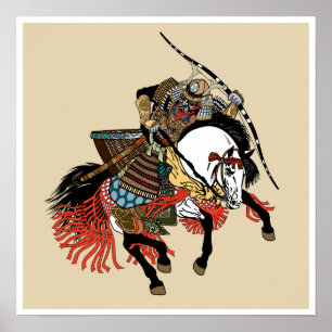 Póster Jinete samurai japonés