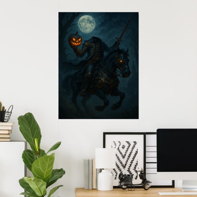 Póster Jinete sin cabeza gótico Steampunk (Oficina en casa)