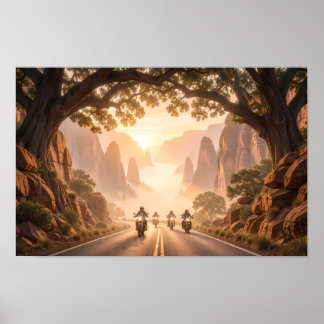 Póster Jinetes al amanecer a través del cartel de calma d