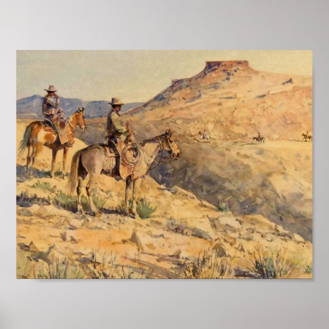 Póster Jinetes de cima plana de Edward Borein (Frente)