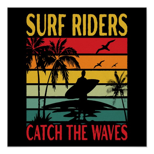 Póster Jinetes de olas atrapan las olas (Anverso)