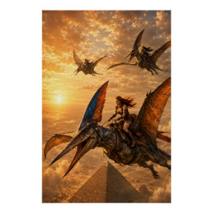 Póster Jinetes del Atardecer Sobre las Pirámides
