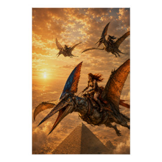 Póster Jinetes del Atardecer Sobre las Pirámides