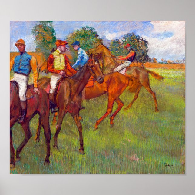 Póster Jinetes y caballos de raza, Edgar Degas (Frente)