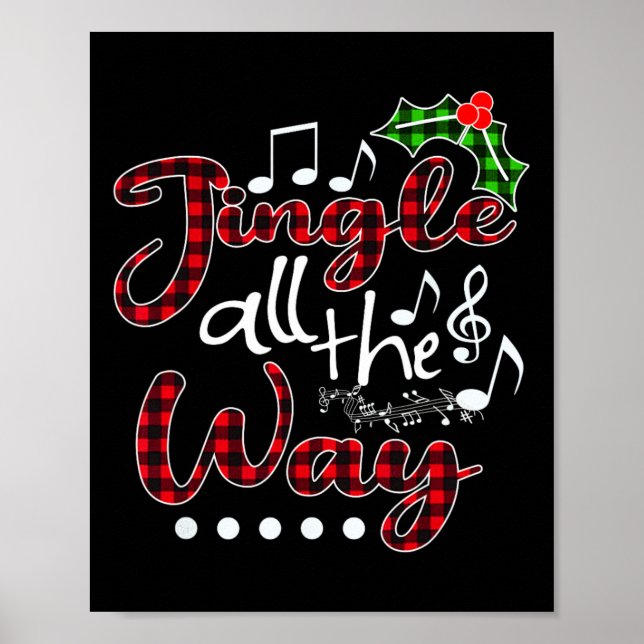Póster Jingle All The Way Red Buffalo Plaid Christmas  (Frente)
