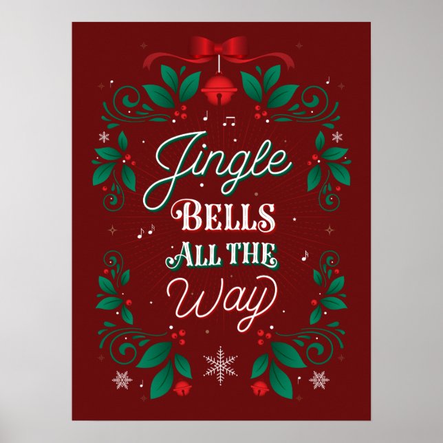 Póster Jingle Bells All Way Navidades Poster 18x24 (Frente)