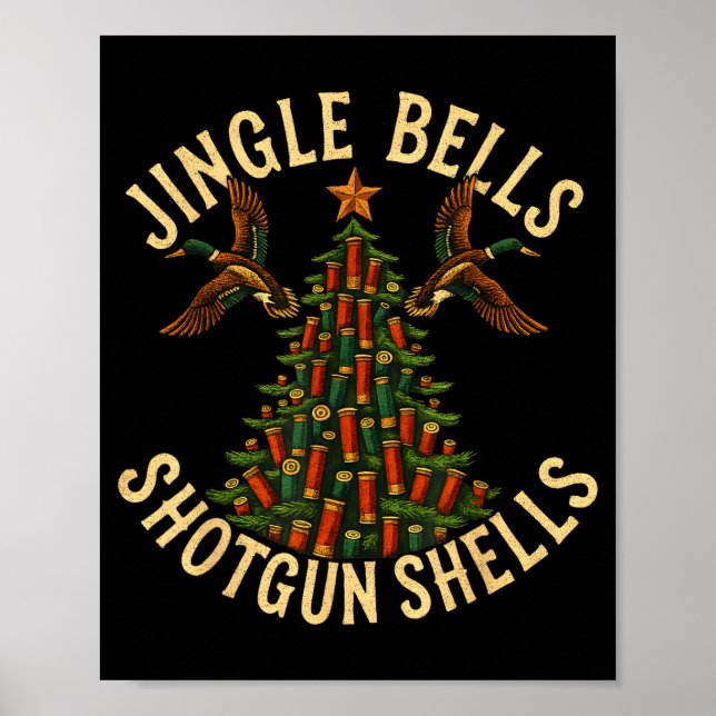 Póster Jingle Bells Shotgun Shells Funny Hunting Christma (Frente)