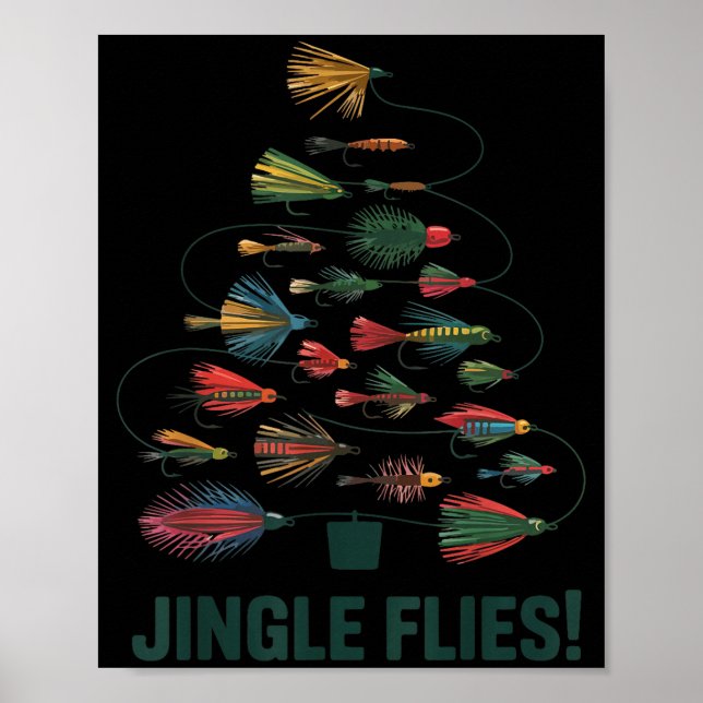 Póster Jingle Flies Funny Fly Fishing Lure Christmas Paja (Frente)