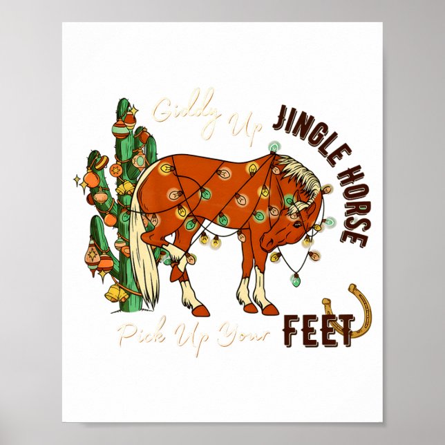 Póster Jingle Funny Horse Ck Up Your Feet Cactus Western, (Frente)