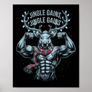 Póster Jingle Gains Jingle Gana Navidades Gym Workup Re