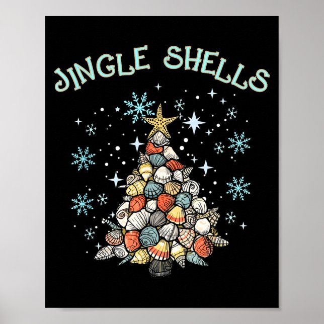 Póster Jingle Shells Christmas Tree Snowflakes Celebratio (Frente)