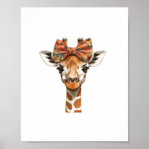 Póster Jirafa Boho Flor Silvestre Coqueta Lazo Mamá Día d