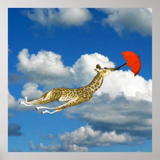 Póster Jirafa Caprichosa en las Nubes