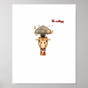 Póster jirafa cara cabeza explotando emoji