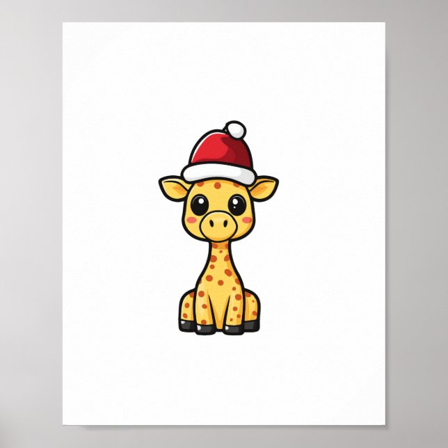 Póster Jirafa Cómica de Navidad Adorable   (Frente)