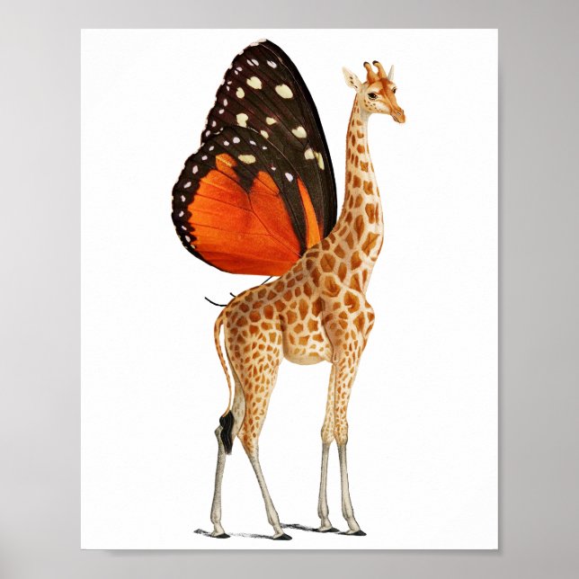 Póster Jirafa con alas de mariposa (Frente)