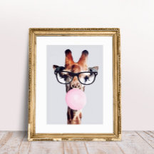 JIRAFA CON GAFAS SOplando CHICLE ROSA 