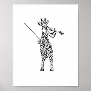 Póster Jirafa con violín 