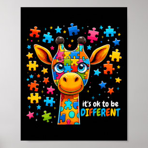 Póster Jirafa Conciencia del Autismo Está Bien Ser Difere
