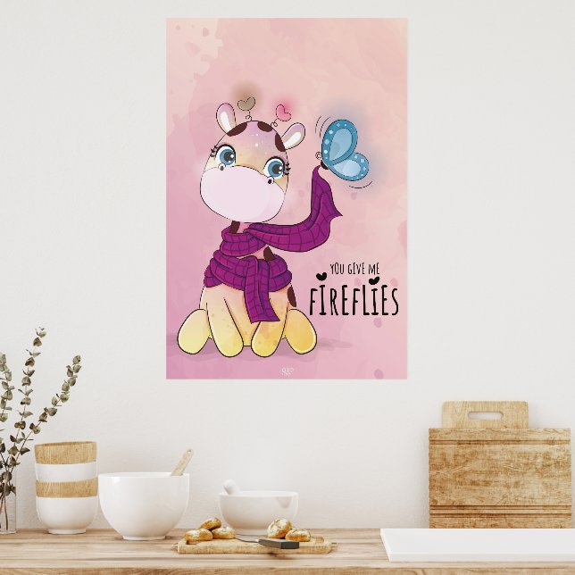 Póster Jirafa de Acuarela (Cocina)