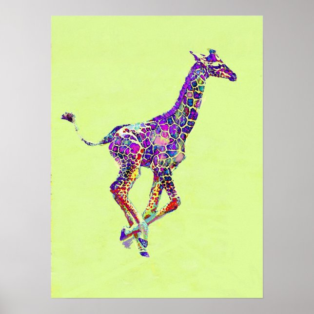 Póster jirafa de bebé colorida (Frente)