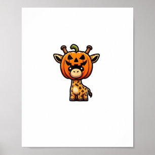 Póster Jirafa de calabaza divertida de Halloween otoño ca