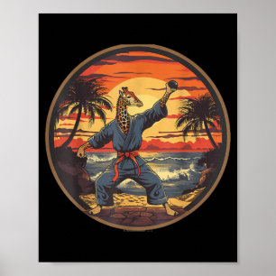 Póster Jirafa de Karate Animal Mma Taekwondo Artes Marcia