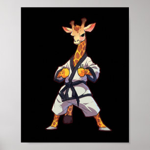 Póster Jirafa de Karate Taekwondo Luchador de Artes Marci