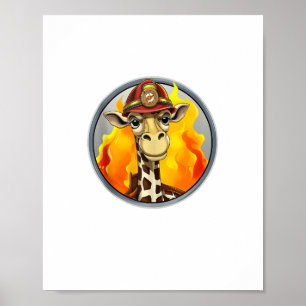Póster Jirafa de la Brigada de Bomberos 