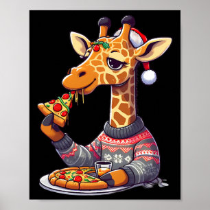 Póster Jirafa de Pizza de Navidad