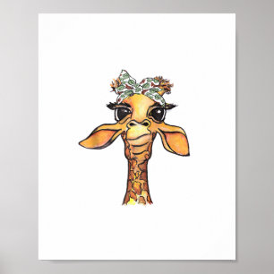 Póster Jirafa Divertida Bandana Tropical Hipster Jirafa G