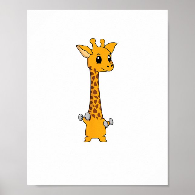 Póster Jirafa Divertida Camelopard Levantando Motivación  (Frente)