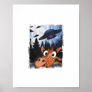 Póster Jirafa Divertida OVNI Zoo Animal Meme Gráfico Extr
