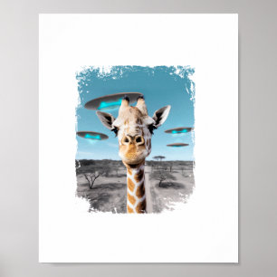 Póster Jirafa Divertida Selfie de la Sabana de África con