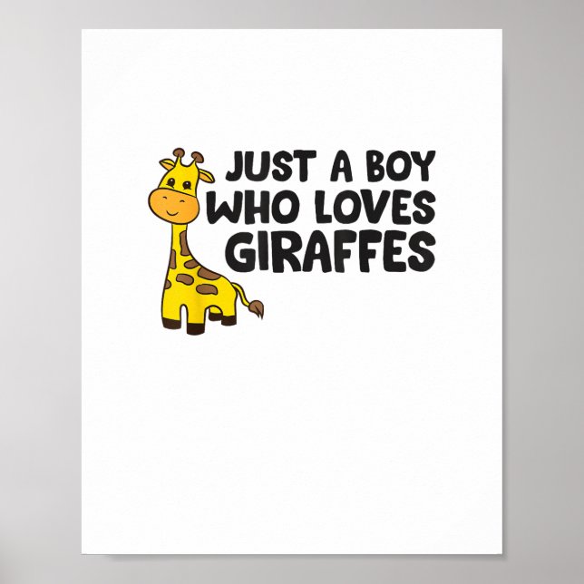 Póster Jirafa Divertida Solo un Chico que Ama a las Jiraf (Frente)